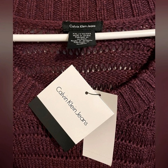 Sz 2XL women’s Calvin Klein Jeans knit sweater pullover burgundy crewneck - Picture 4 of 16